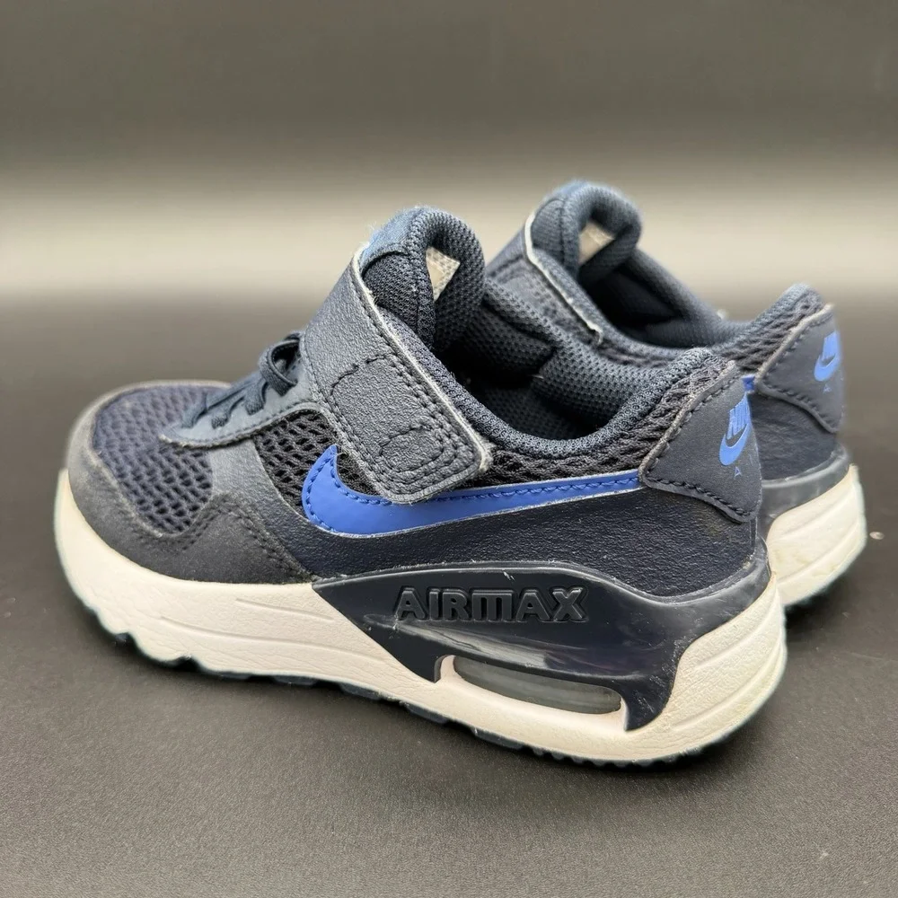 Nike Air Max System Toddler TD Size 11C Navy Blue Hook-and-Loop Sneaker